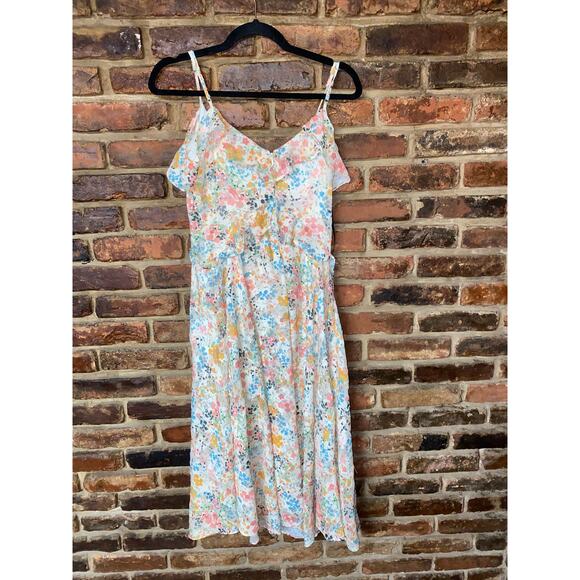 Rachel Roy White Floral Cold Shoulder Chiffon Midi Dress Women's Size 0 - Picture 7 of 7